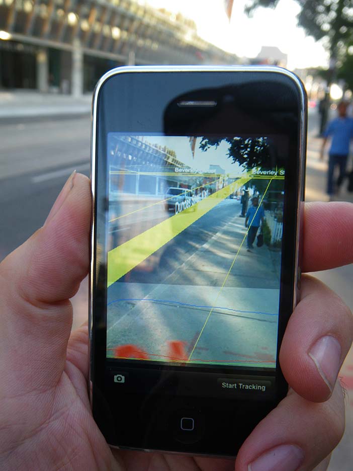 The glogger.mobi application: Augmented reality 'lined up' with reality