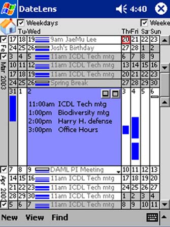 Use of the Bifocal Display concept in a PDA-based calendar (Bederson et al. 2004)