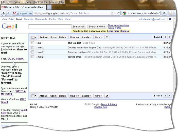 Gmail inbox page modified with “Customize your Web”