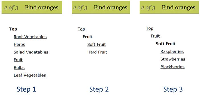 Tree sorting example with a task of 'find oranges' from optimalworkshop.com