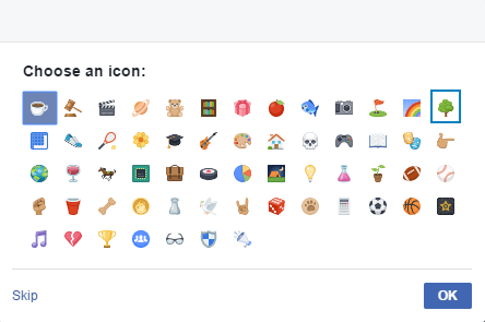 Facebook: Icon selector